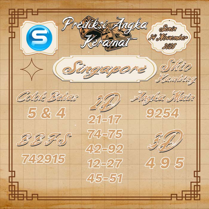 PREDIKSI SINGAPORE ANGKA KERAMAT